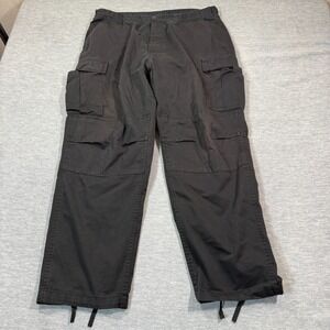 Advantex Cargo Pants Men L Black Military Workwear Utility Drawstring Leg